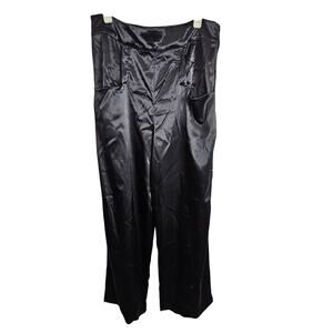 Unique Vintage Pants Satin Pants Women L 10-12 Black Wide Leg Pants Women